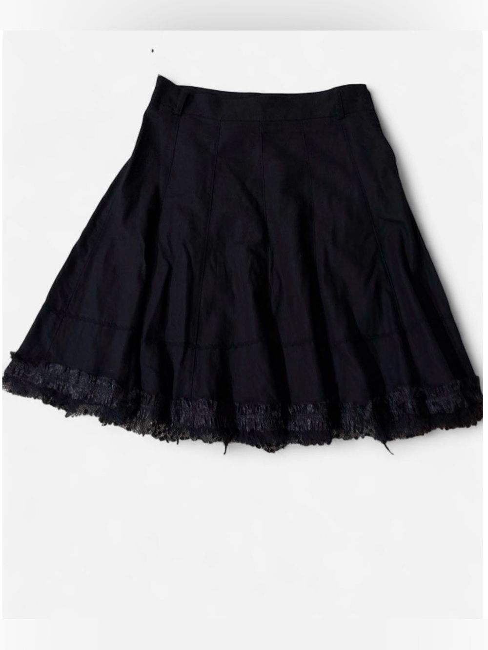 Very Stylish A - Line Black Skirt with Frayed Hem - Women